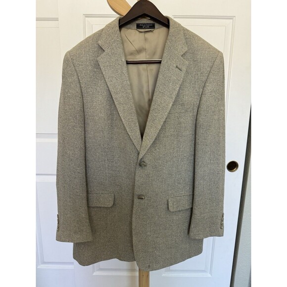 Bert Pulitzer Sport Coat Mens 42L Beige Melange 100% Silk Tweed Blazer - Picture 1 of 15